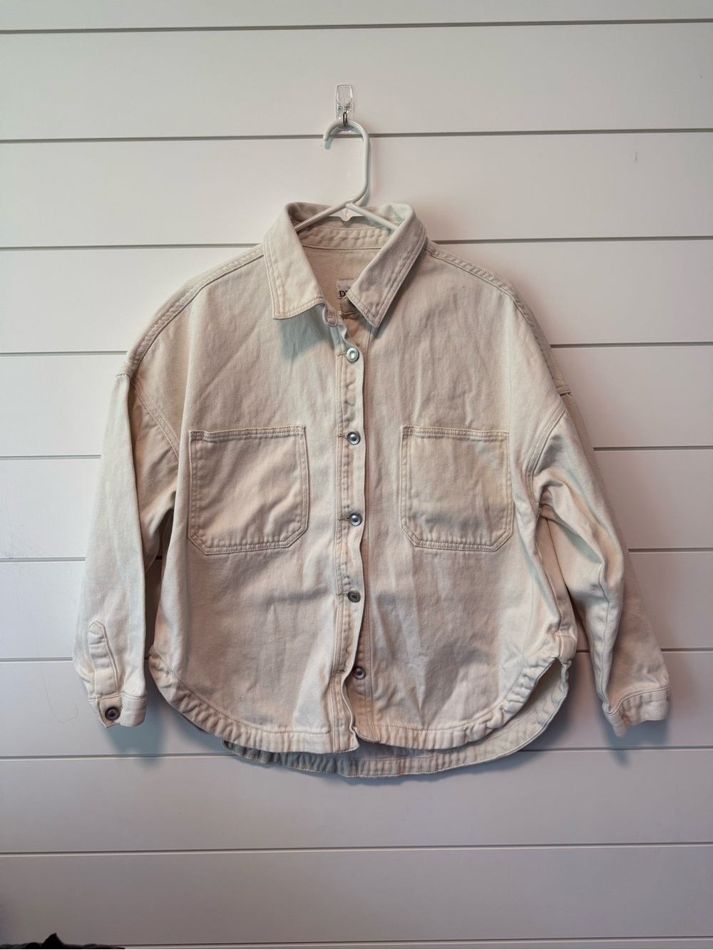 DR2 Cream Button-Front Utility Coat Chore Coat Jacket Size M